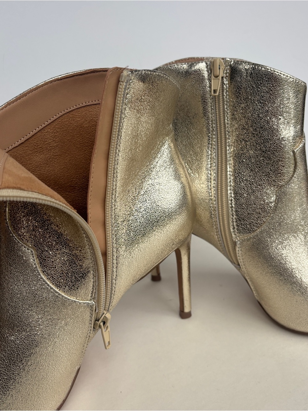 Express Metallic Gold Pointed-Toe Ankle Booties - Picture 8 of 13